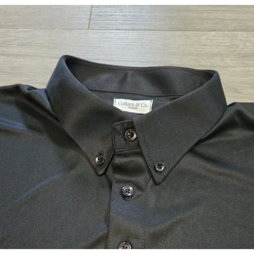Collars and Co Dress Collar Polo Men 2XL Black Short Sleeve Shirt Performance